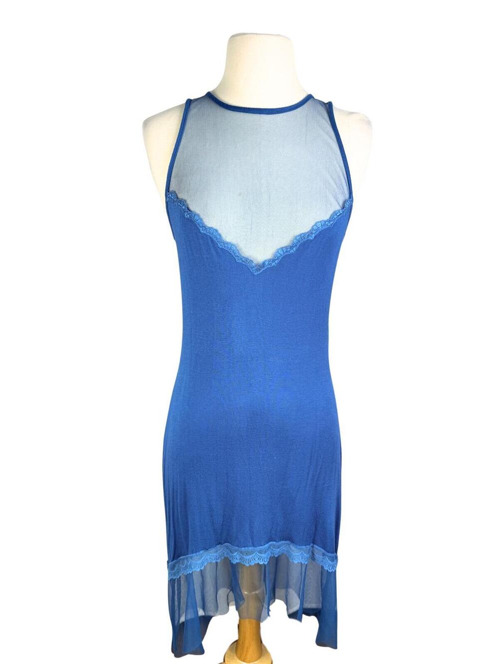 VTG Shirley of Hollywood Sheer Blue Chemise Dress Medium